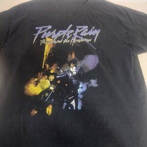 Prince Purple‎ Rain T-Shirt Graphic Tee Band Music Black Mens XL